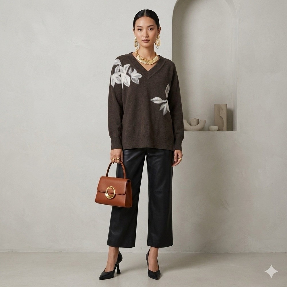 CHRISTY LYNN Sweater M Vivienne Moonshadow Olive Oversized‎ Minimalist Luxury